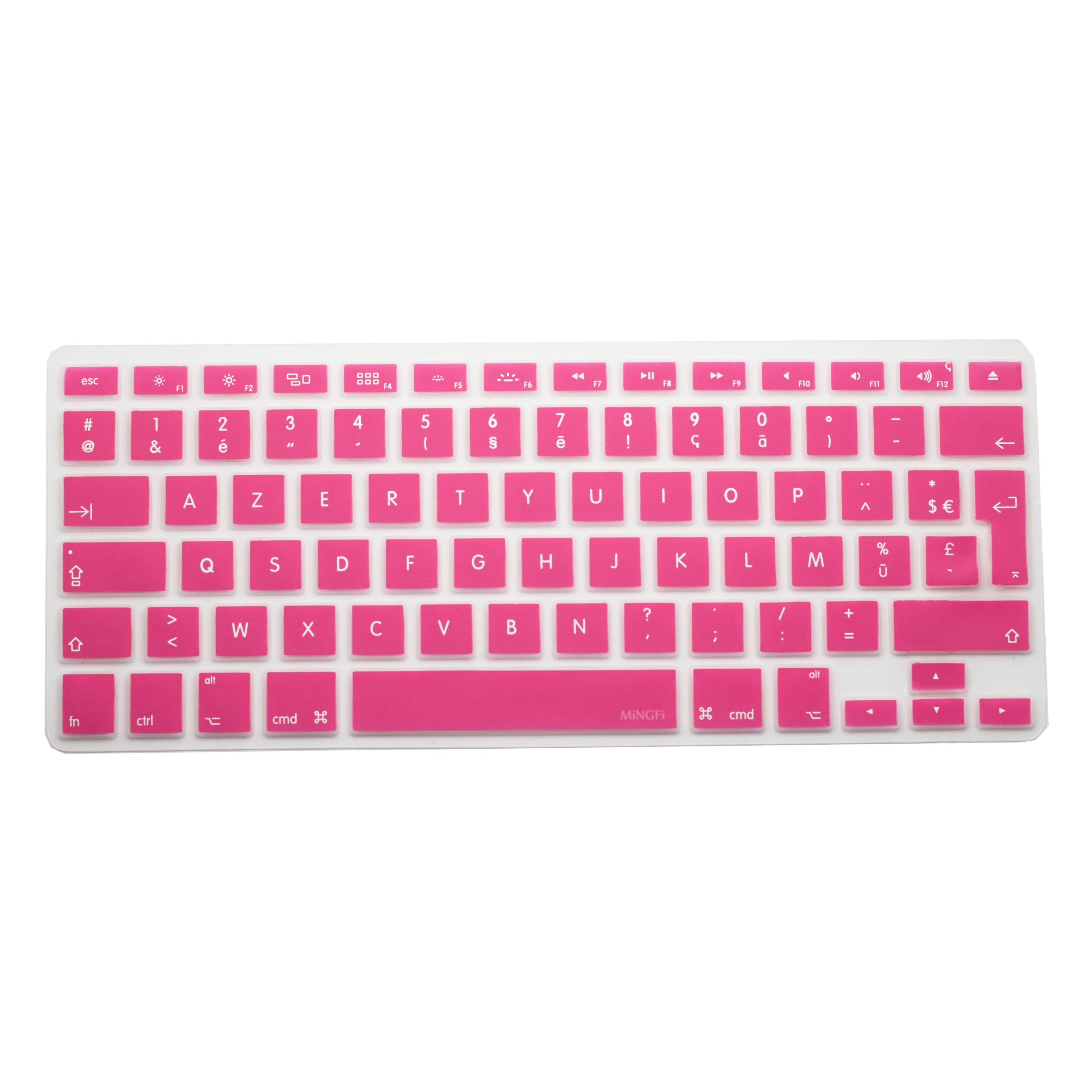MiNGFi Francese AZERTY silicone coperchio della tastiera Copritastiera per MacBook Pro/Air (2008-2015) Modello A1278 A1286 A1369 A1398 A1425 A1466 A1502 EU/ISO layout della tastiera - Rosa