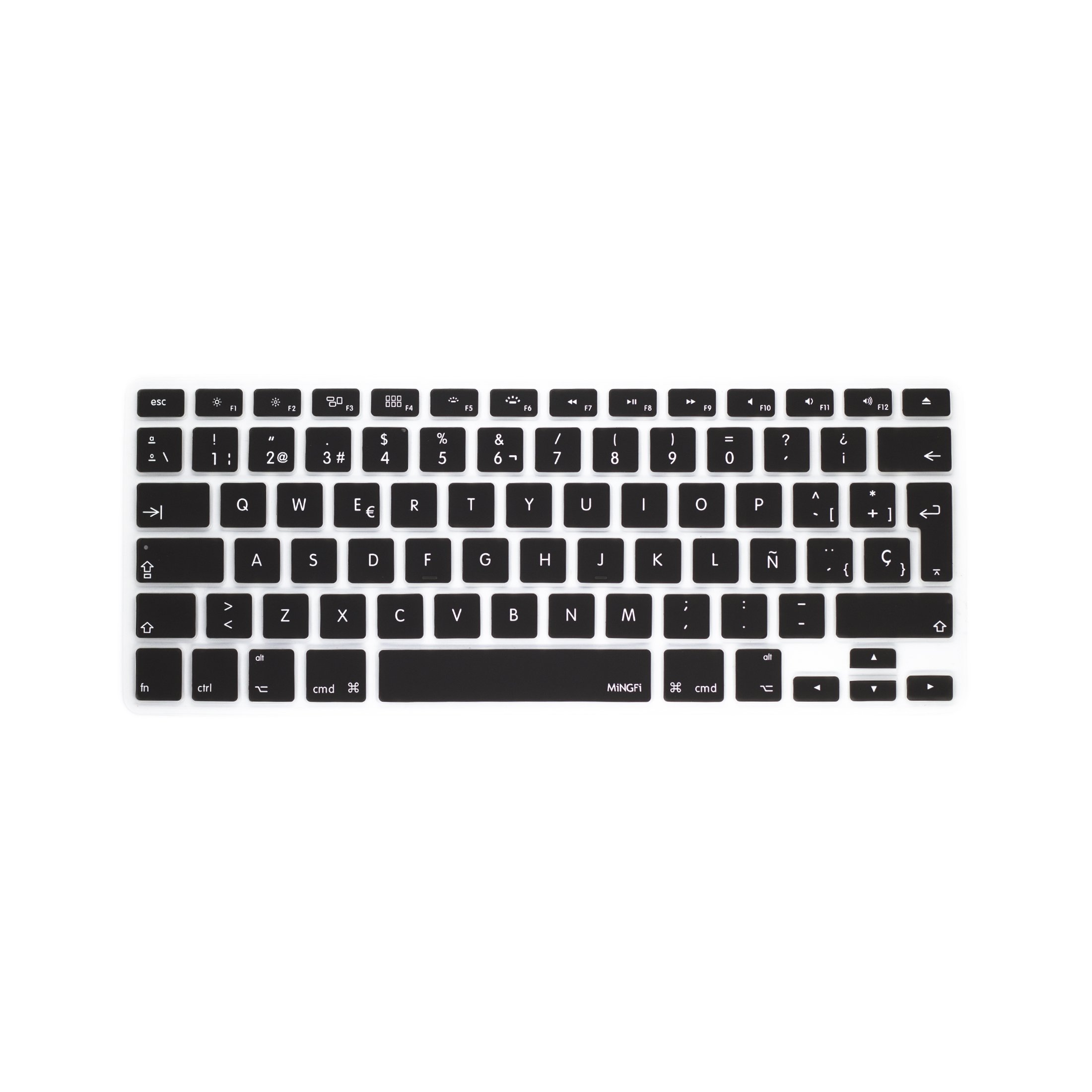 MiNGFi Spagnolo silicone coperchio della tastiera Copritastiera per MacBook Pro/Air (2008-2015) Modello A1278 A1286 A1369 A1398 A1425 A1466 A1502 EU/ISO layout della tastiera - Nero