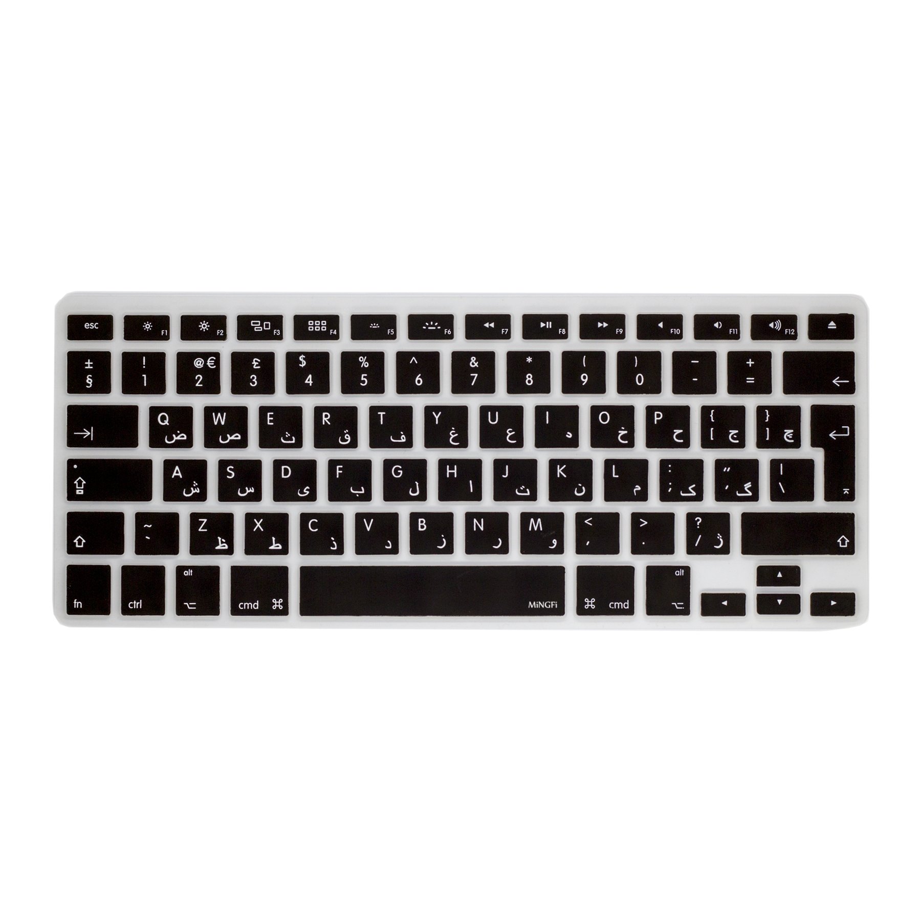 MiNGFi Arabo silicone coperchio della tastiera Copritastiera per MacBook Pro/Air (2008-2015) Modello A1278 A1286 A1369 A1398 A1425 A1466 A1502 EU/ISO layout della tastiera - Nero