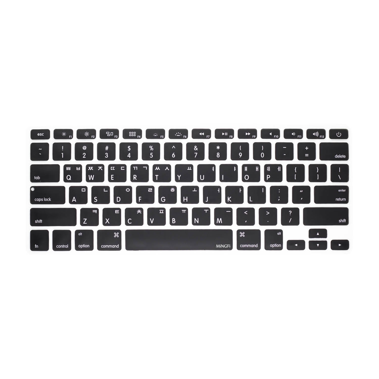 MiNGFi Korean silicone coperchio della tastiera Copritastiera per MacBook Pro/Air (2008-2015) Modello A1278 A1286 A1369 A1398 A1425 A1466 A1502 US/ANSI layout della tastiera - Nero