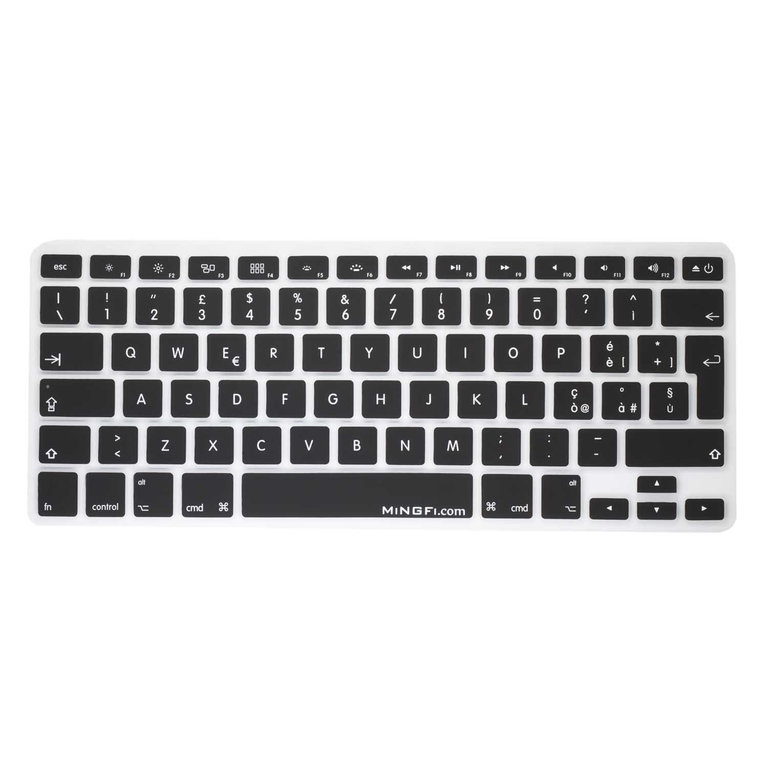 MiNGFi italiano silicone coperchio della tastiera Copritastiera per MacBook Pro/Air (2008-2015) Modello A1278 A1286 A1369 A1398 A1425 A1466 A1502 EU/ISO layout della tastiera - Nero