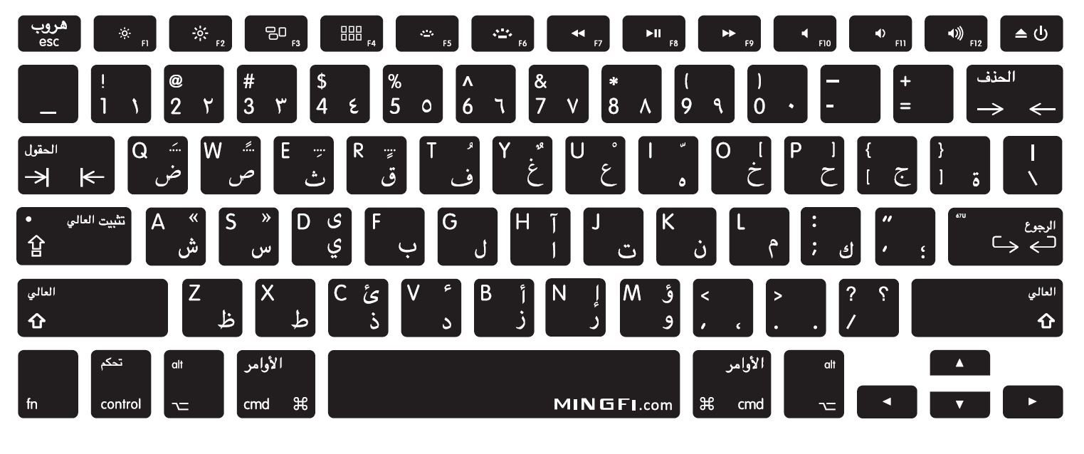 MiNGFi Arabo silicone coperchio della tastiera Copritastiera per MacBook Pro/Air (2008-2015) Modello A1278 A1286 A1369 A1398 A1425 A1466 A1502 US/ANSI layout della tastiera - Nero