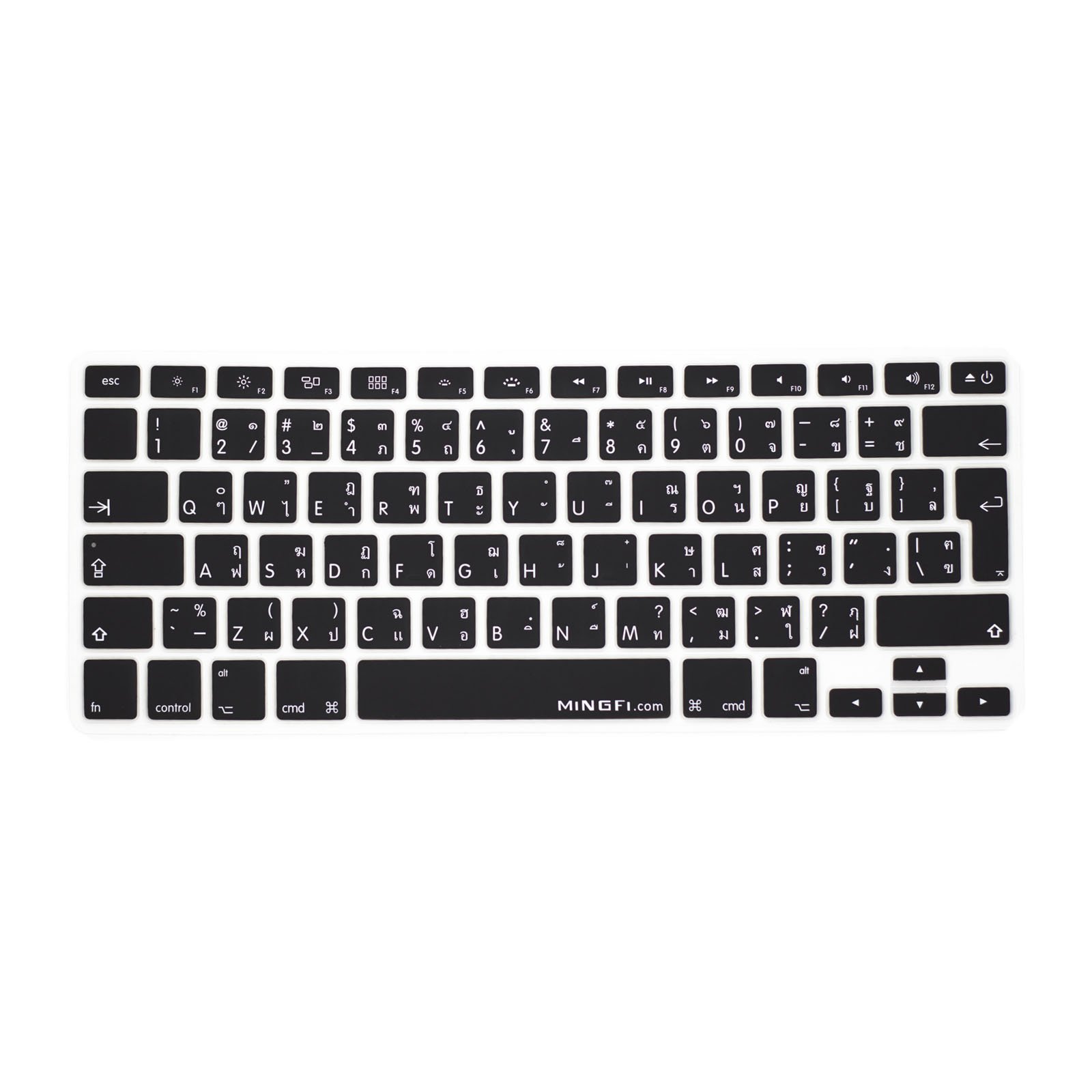 MiNGFi Thai silicone coperchio della tastiera Copritastiera per MacBook Pro/Air (2008-2015) Modello A1278 A1286 A1369 A1398 A1425 A1466 A1502 EU/ISO layout della tastiera - Nero