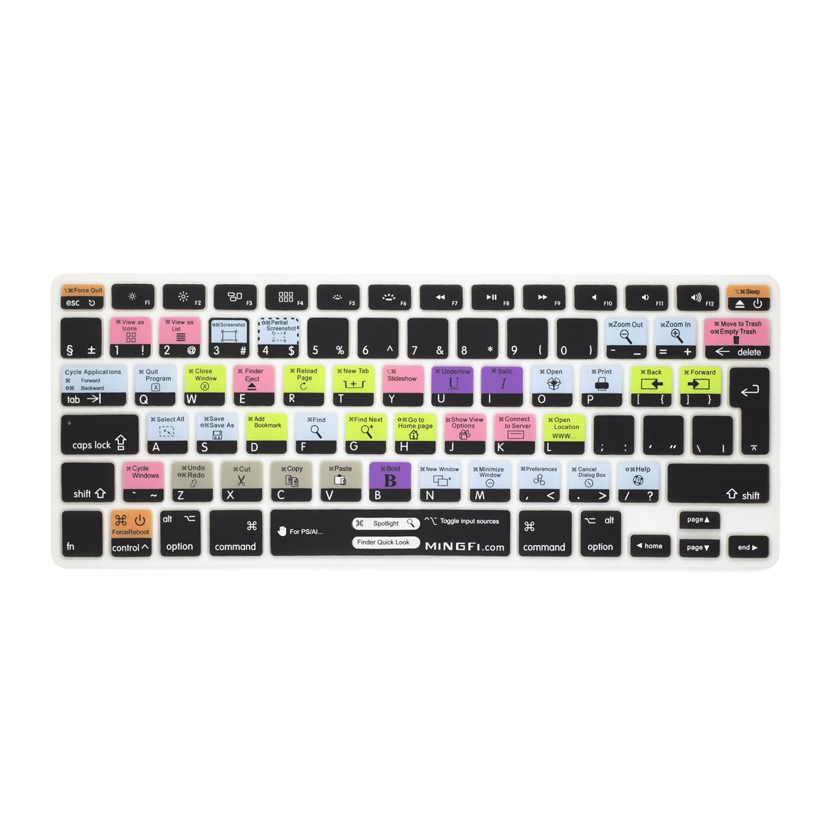 MiNGFi OSX Scorciatoie silicone coperchio della tastiera Copritastiera per MacBook Pro/Air (2008-2015) Modello A1278 A1286 A1369 A1398 A1425 A1466 A1502 EU/ISO layout della tastiera