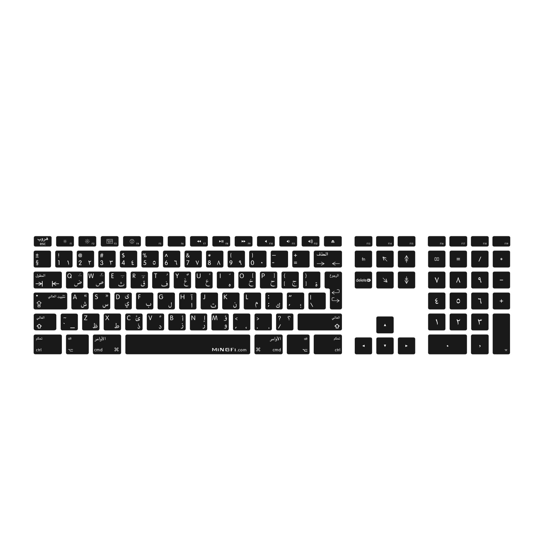 MiNGFi Arabo silicone coperchio della tastiera Copritastiera per Apple USB cablata Keyboard con tastierino numerico (2007-2016) Modello A1243 EU/ISO layout della tastiera - Nero