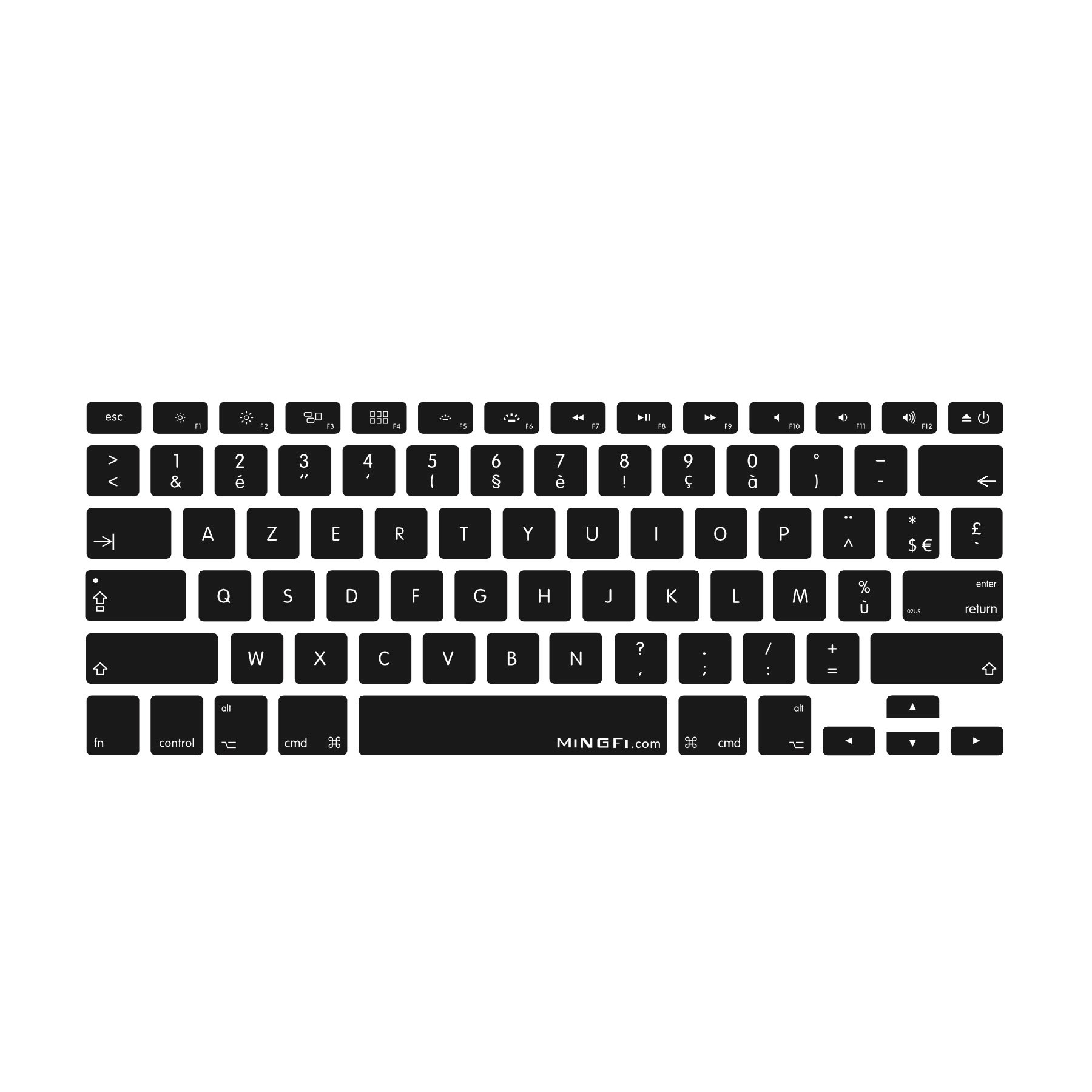 MiNGFi Francese AZERTY silicone coperchio della tastiera Copritastiera per MacBook Pro/Air (2008-2015) Modello A1278 A1286 A1369 A1398 A1425 A1466 A1502 US/ANSI layout della tastiera - Nero