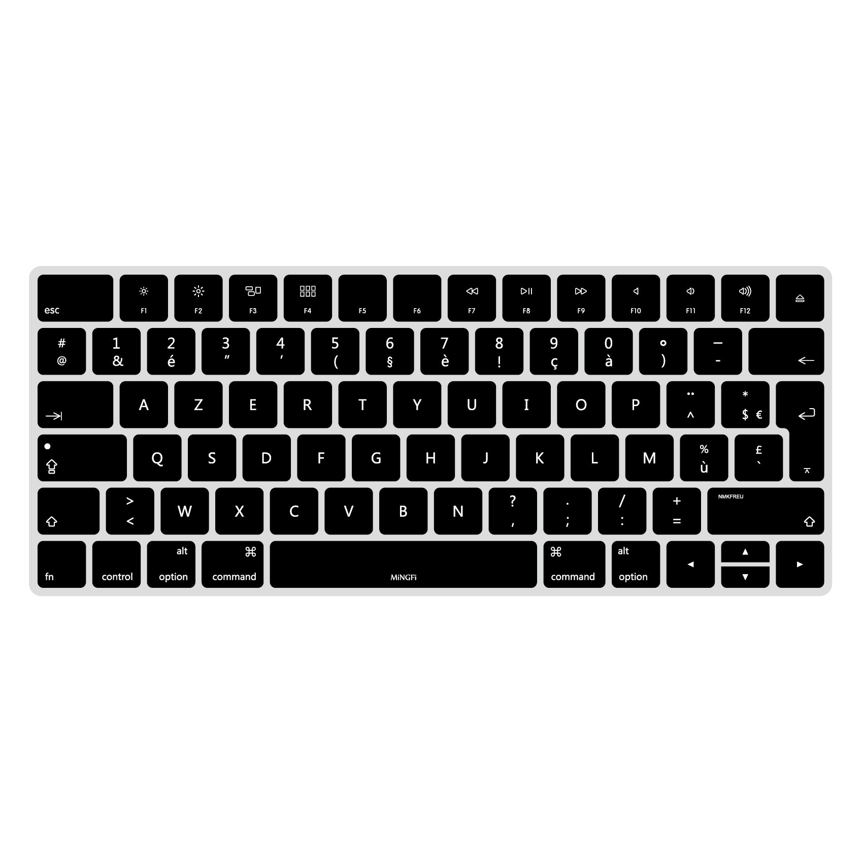 MiNGFi Francese AZERTY silicone coperchio della tastiera Copritastiera per Magic Keyboard (2015-2021) A1644 EU/ISO layout della tastiera - Nero
