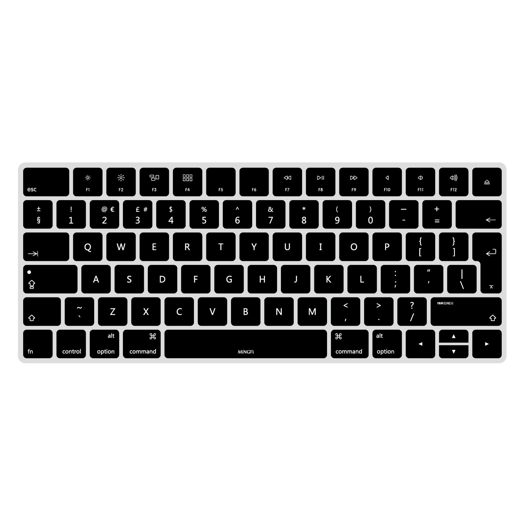 MiNGFi Inglese QWERTY silicone coperchio della tastiera Copritastiera per Magic Keyboard (2015-2021) A1644 EU/ISO layout della tastiera - Nero