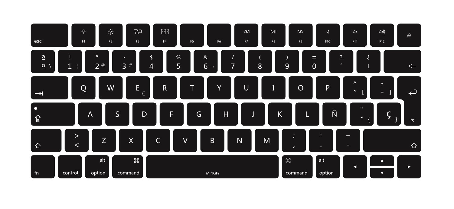 MiNGFi Spagnolo silicone coperchio della tastiera Copritastiera per Magic Keyboard (2015-2021) A1644 EU/ISO layout della tastiera - Nero