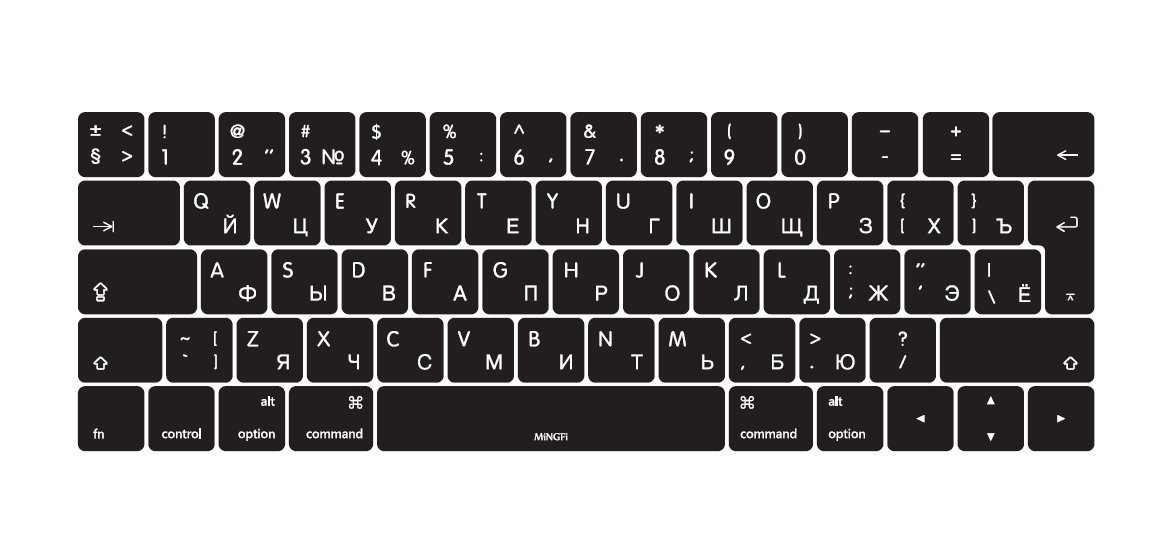 MiNGFi russo silicone coperchio della tastiera Copritastiera per MacBook Pro 13/15" Touch Bar (2016-2019) Modello A1706 A1707 A1989 A1990 A2159 EU/ISO layout della tastiera - Nero