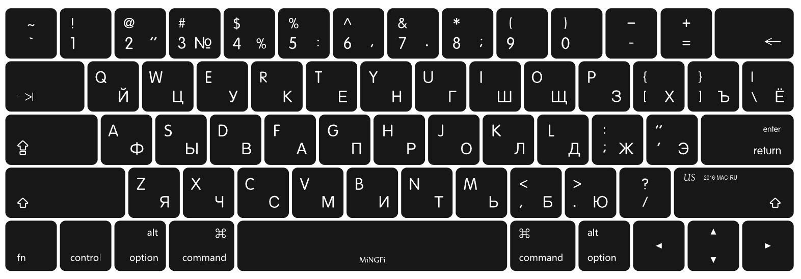 MiNGFi russo silicone coperchio della tastiera Copritastiera per MacBook Pro 13/15" Touch Bar (2016-2019) Modello A1706 A1707 A1989 A1990 A2159 US/ANSI layout della tastiera - Nero