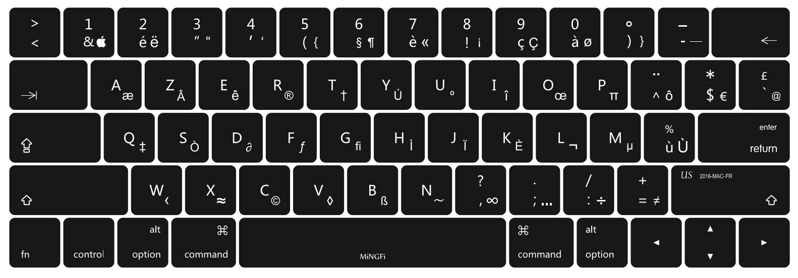 MiNGFi Francese AZERTY silicone coperchio della tastiera Copritastiera per MacBook Pro 13/15" Touch Bar (2016-2019) Modello A1706 A1707 A1989 A1990 A2159 US/ANSI layout della tastiera - Nero