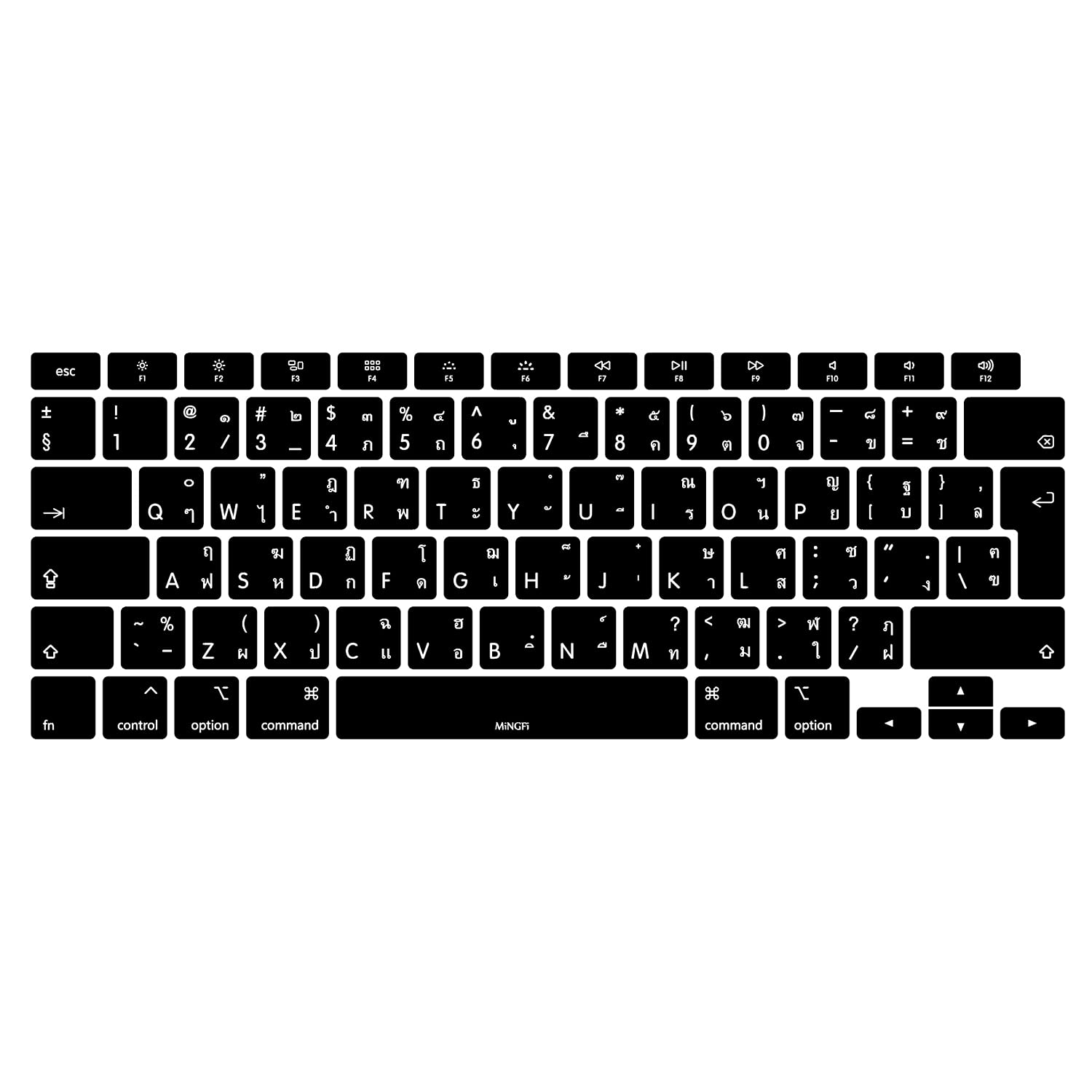 MiNGFi Thai silicone coperchio della tastiera Copritastiera per MacBook Air 13" Touch ID Modello M1 A2337 A2179 (2020+) EU/ISO layout della tastiera - Nero