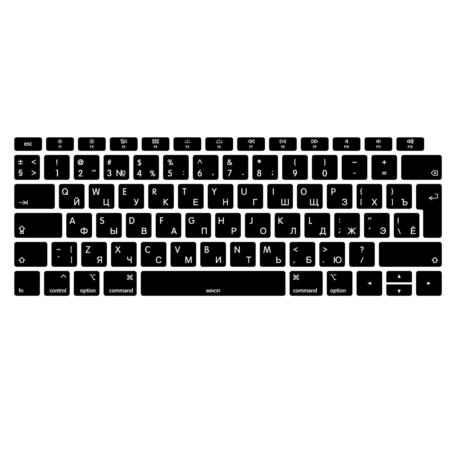 MiNGFi russo silicone coperchio della tastiera Copritastiera per MacBook Air 13" Touch ID Modello A1932 (2018-2019) EU/ISO layout della tastiera - Nero