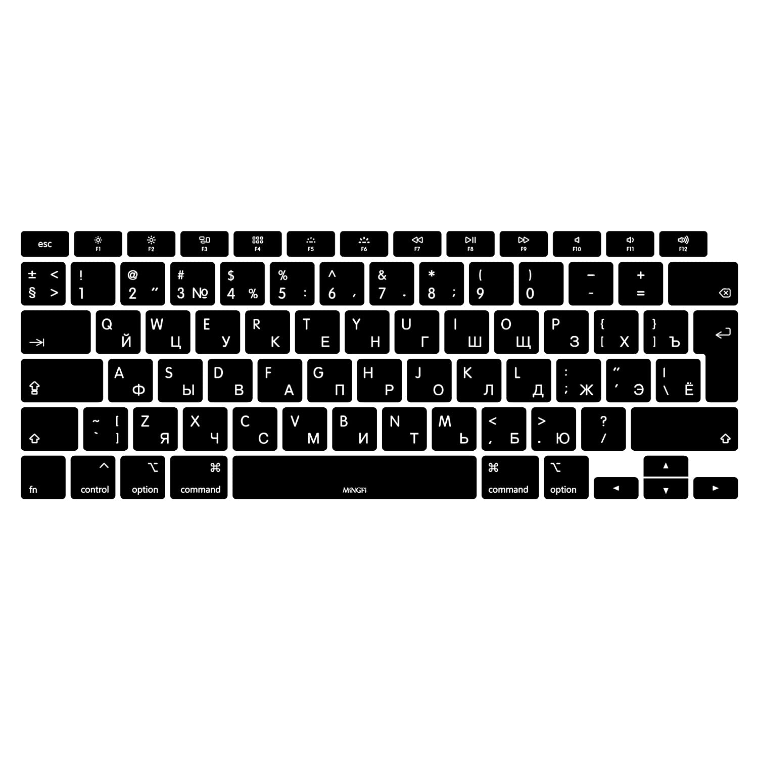MiNGFi russo silicone coperchio della tastiera Copritastiera per MacBook Air 13" Touch ID Modello M1 A2337 A2179 (2020+) EU/ISO layout della tastiera - Nero