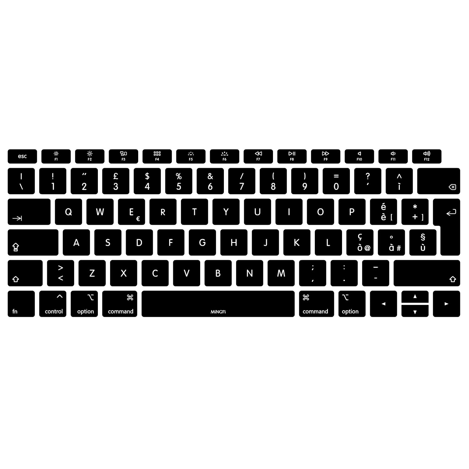 MiNGFi italiano silicone coperchio della tastiera Copritastiera per MacBook Air 13" Touch ID Modello A1932 (2018-2019) EU/ISO layout della tastiera - Nero