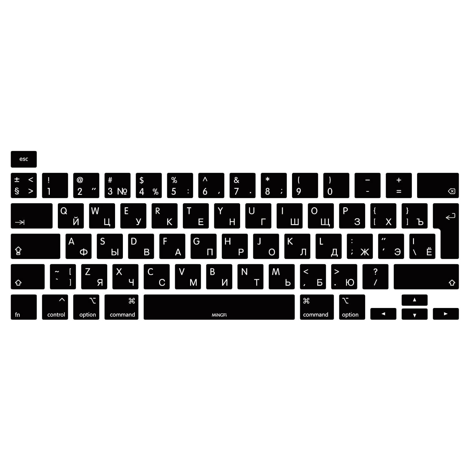 MiNGFi Russian Silicone Keyboard Cover for MacBook Pro 16" M1 (2019+) Model A2141 MacBook Pro 13" (2020+) Model A2338 A2289 A2251 EU/ISO Keyboard layout - Black