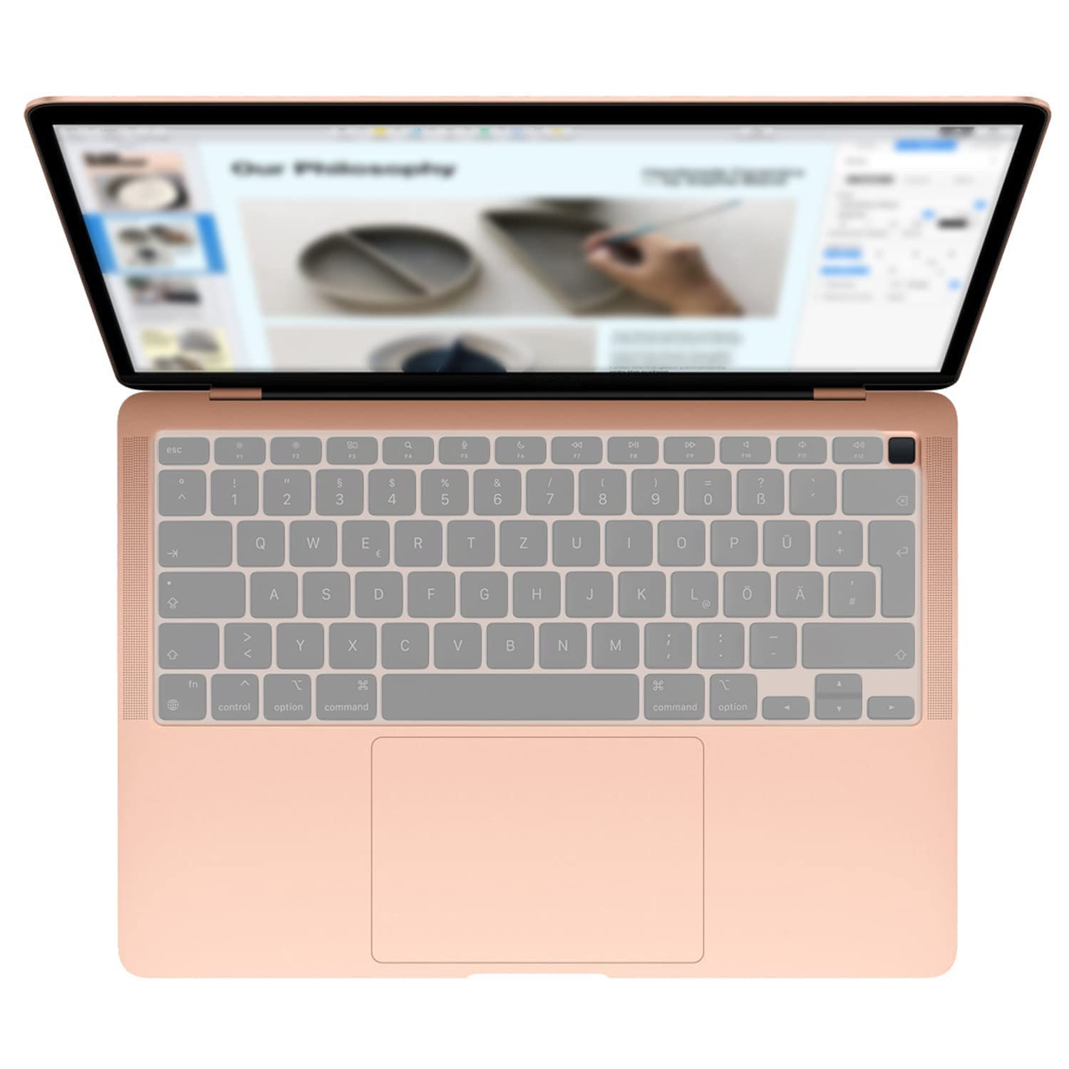 MiNGFi silicone coperchio della tastiera Copritastiera per MacBook Air 13" Touch ID Modello M1 A2337 A2179 (2020+) EU/ISO layout della tastiera - Trasparente