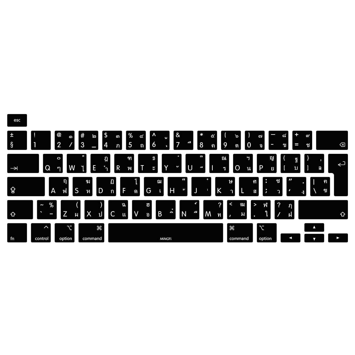 MiNGFi Thai Silicone Keyboard Cover for MacBook Pro 16" M1 (2019+) Model A2141 MacBook Pro 13" (2020+) Model A2338 A2289 A2251 EU/ISO Keyboard layout - Black