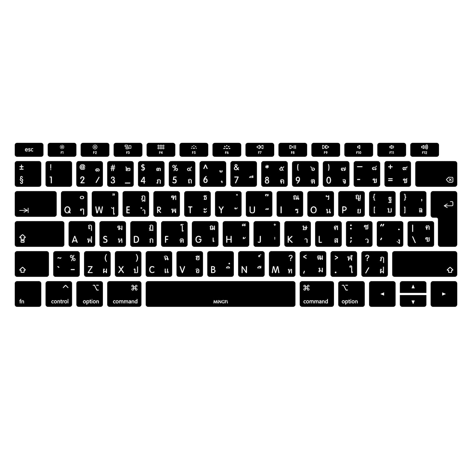 MiNGFi Thai silicone coperchio della tastiera Copritastiera per MacBook Air 13" Touch ID Modello A1932 (2018-2019) EU/ISO layout della tastiera - Nero
