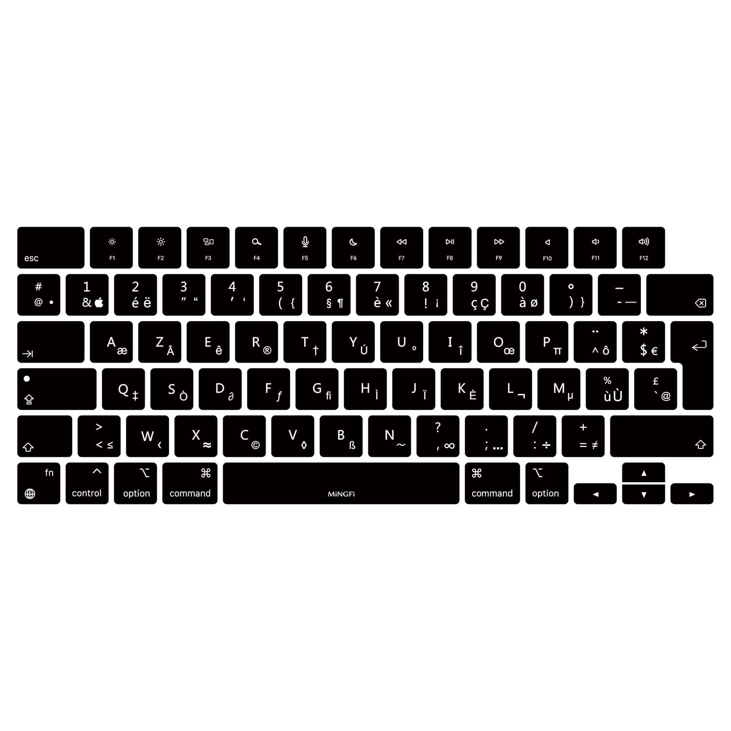 MiNGFi Francese AZERTY silicone coperchio della tastiera Copritastiera per MacBook Pro 14" A2442 (2021+) MacBook Pro 16" A2485 (2021+) M1 Pro/Max chip Touch ID EU/ISO layout della tastiera - Nero