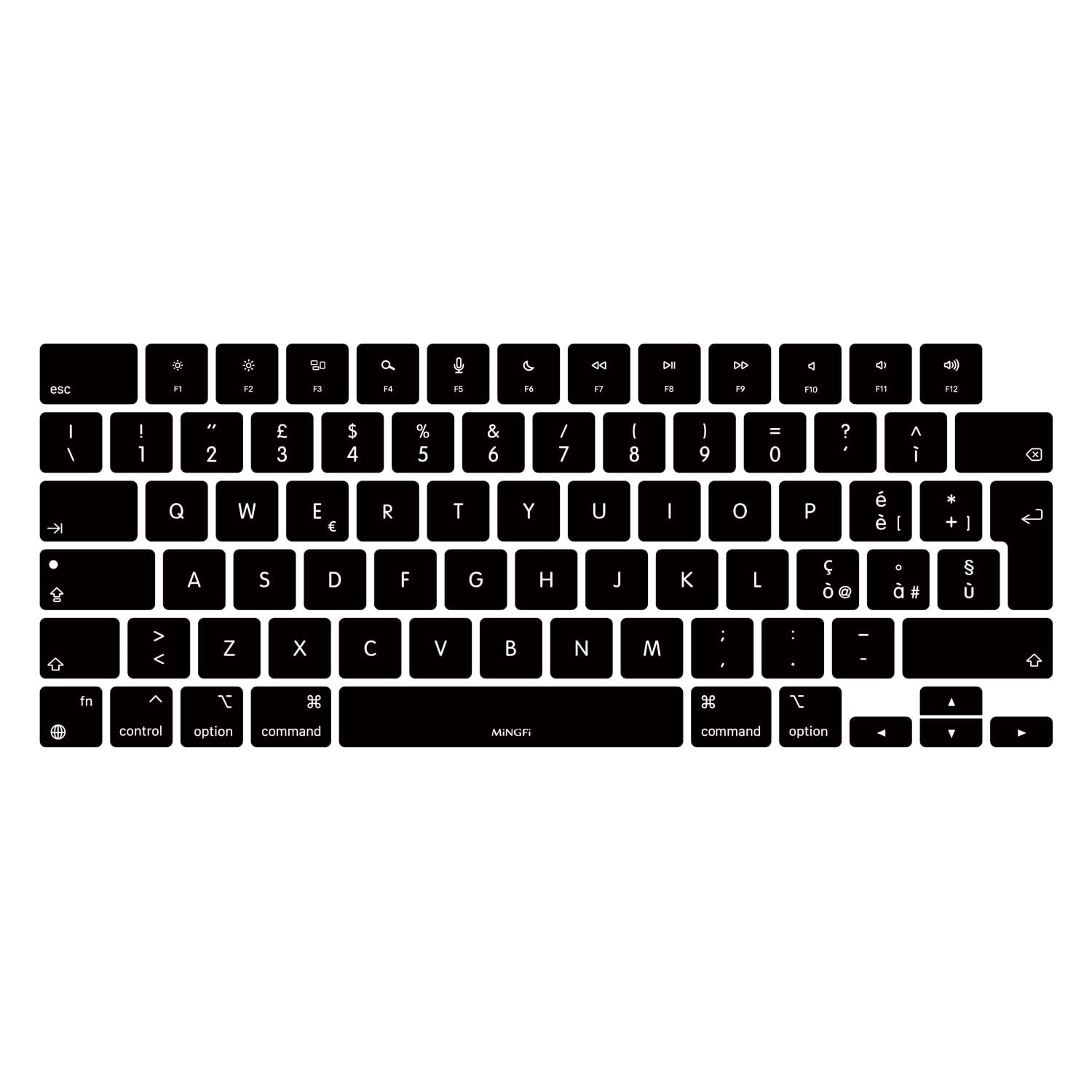 MiNGFi italiano silicone coperchio della tastiera Copritastiera per MacBook Pro 14" A2442 (2021+) MacBook Pro 16" A2485 (2021+) M1 Pro/Max chip Touch ID EU/ISO layout della tastiera - Nero