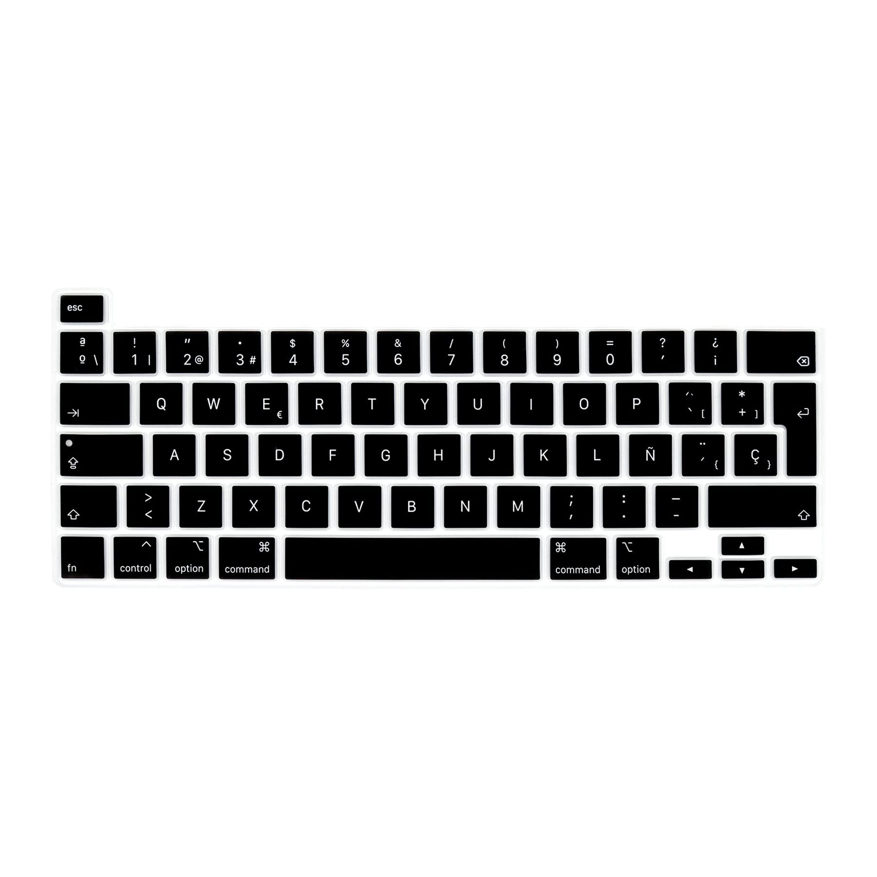 MiNGFi Spanish Silicone Keyboard Cover for MacBook Pro 16" M1 (2019+) Model A2141 MacBook Pro 13" (2020+) Model A2338 A2289 A2251 EU/ISO Keyboard layout - Black