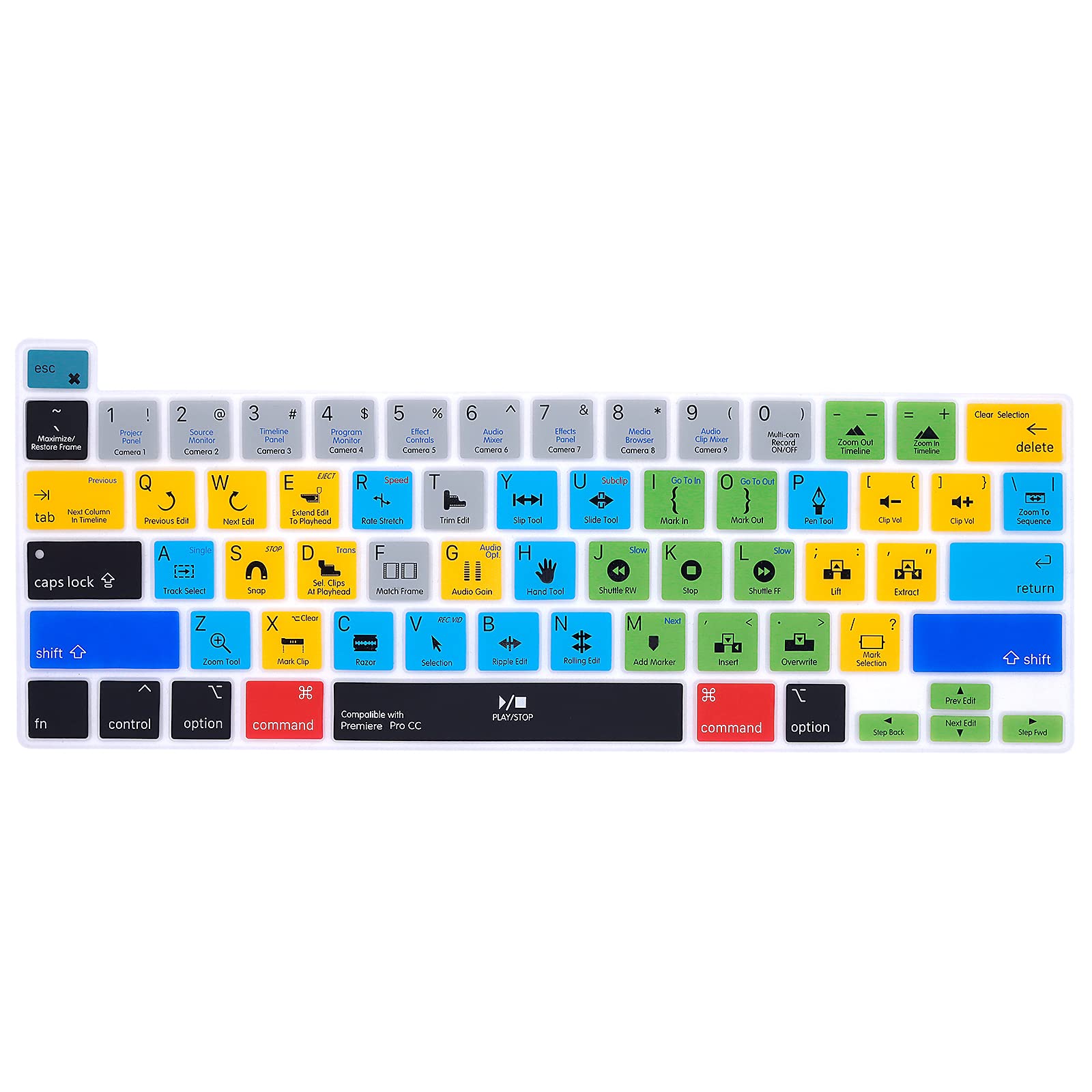 MiNGFi Adobe Premiere Pro Shortcuts Silicone Keyboard Cover for MacBook Pro 16" M1 (2019+) Model A2141 MacBook Pro 13" (2020+) Model A2338 A2289 A2251 US keyboard layout