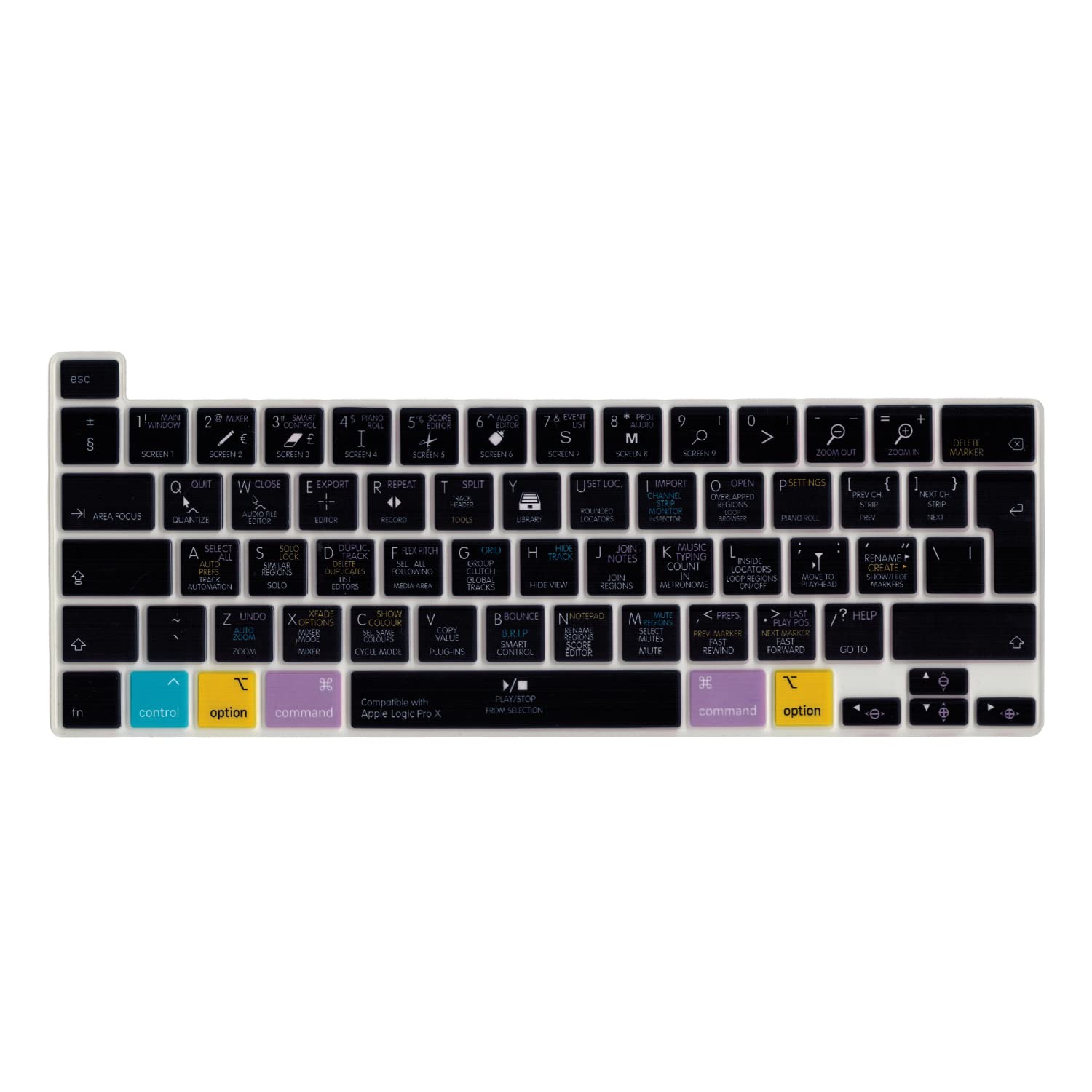 MiNGFi Logic Pro X Shortcuts Silicone Keyboard Cover for MacBook Pro 16" M1 (2019+) Model A2141 MacBook Pro 13" (2020+) Model A2338 A2289 A2251 EU/ISO Keyboard layout
