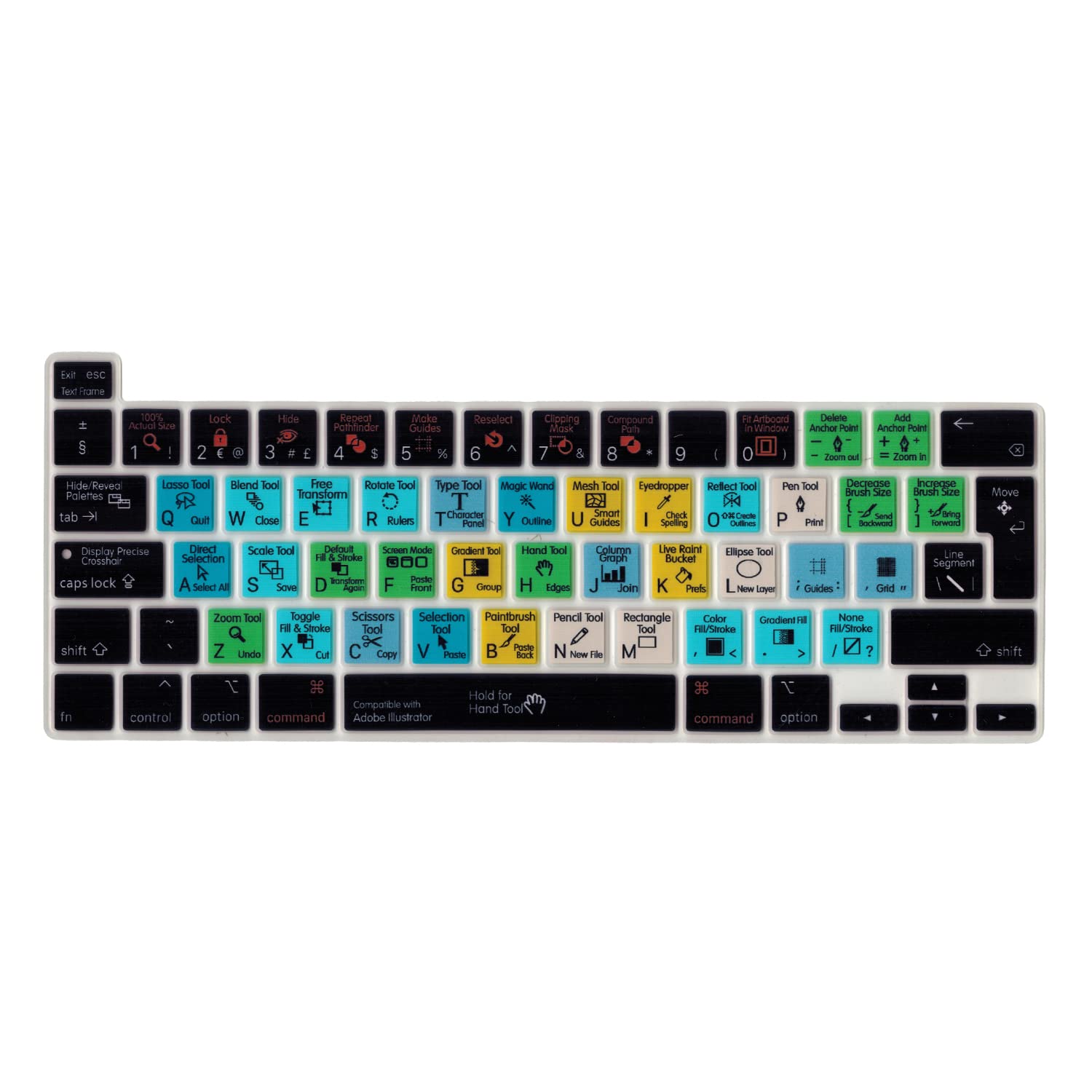 MiNGFi Adobe Illustrator Shortcuts Silicone Keyboard Cover for MacBook Pro 16" M1 (2019+) Model A2141 MacBook Pro 13" (2020+) Model A2338 A2289 A2251 EU/ISO Keyboard layout