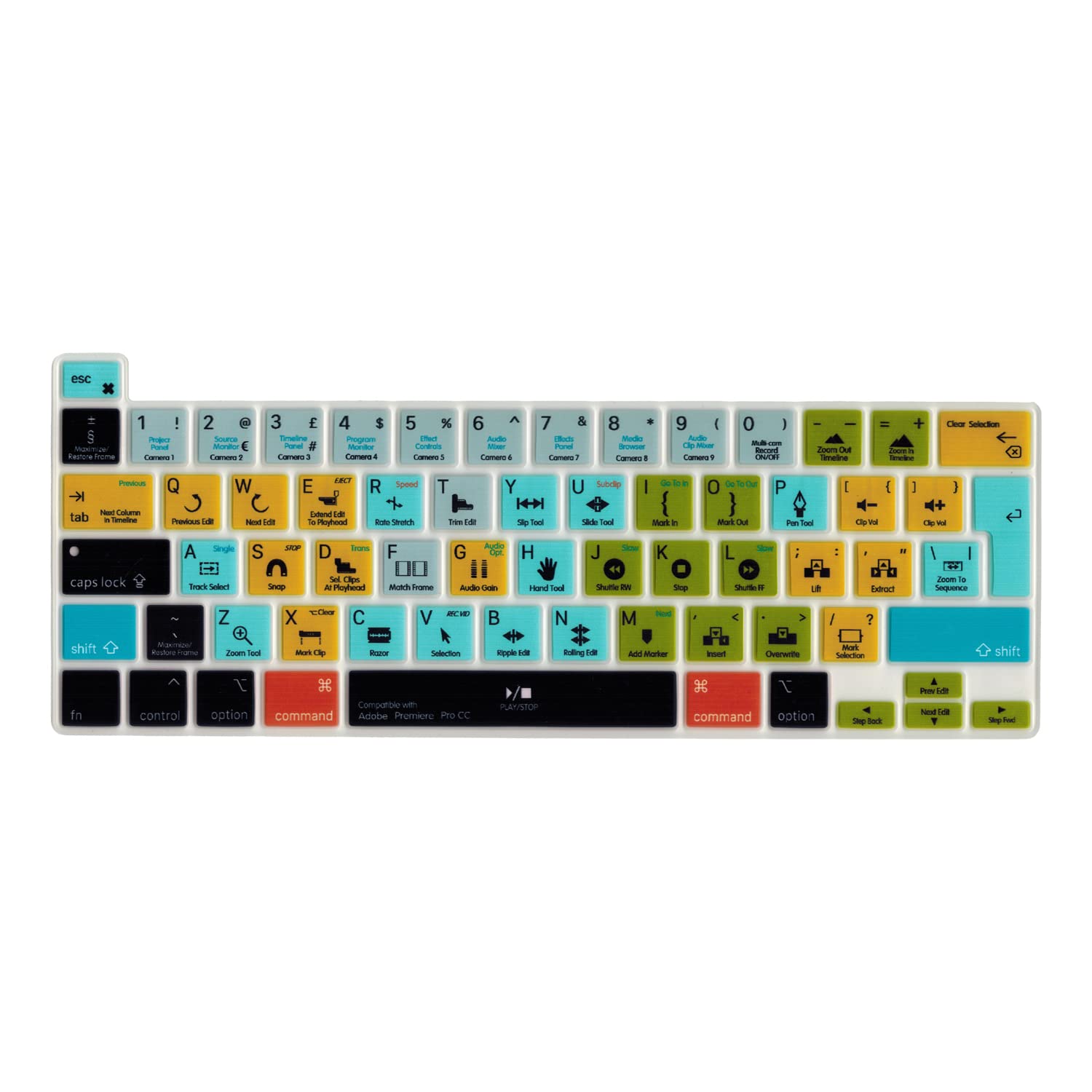 MiNGFi Premiere Pro CC Shortcuts Silicone Keyboard Cover for MacBook Pro 16" M1 (2019+) Model A2141 MacBook Pro 13" (2020+) Model A2338 A2289 A2251 EU/ISO Keyboard layout