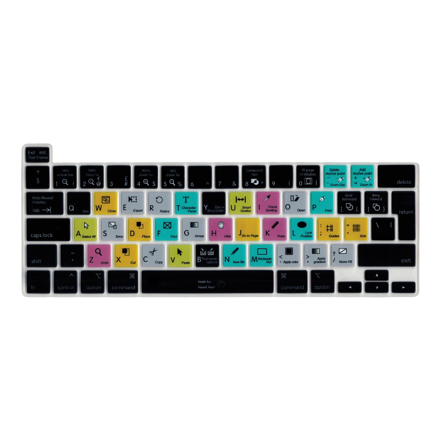 MiNGFi InDesign Shortcuts Silicone Keyboard Cover for MacBook Pro 16" M1 (2019+) Model A2141 MacBook Pro 13" (2020+) Model A2338 A2289 A2251 EU/ISO Keyboard layout