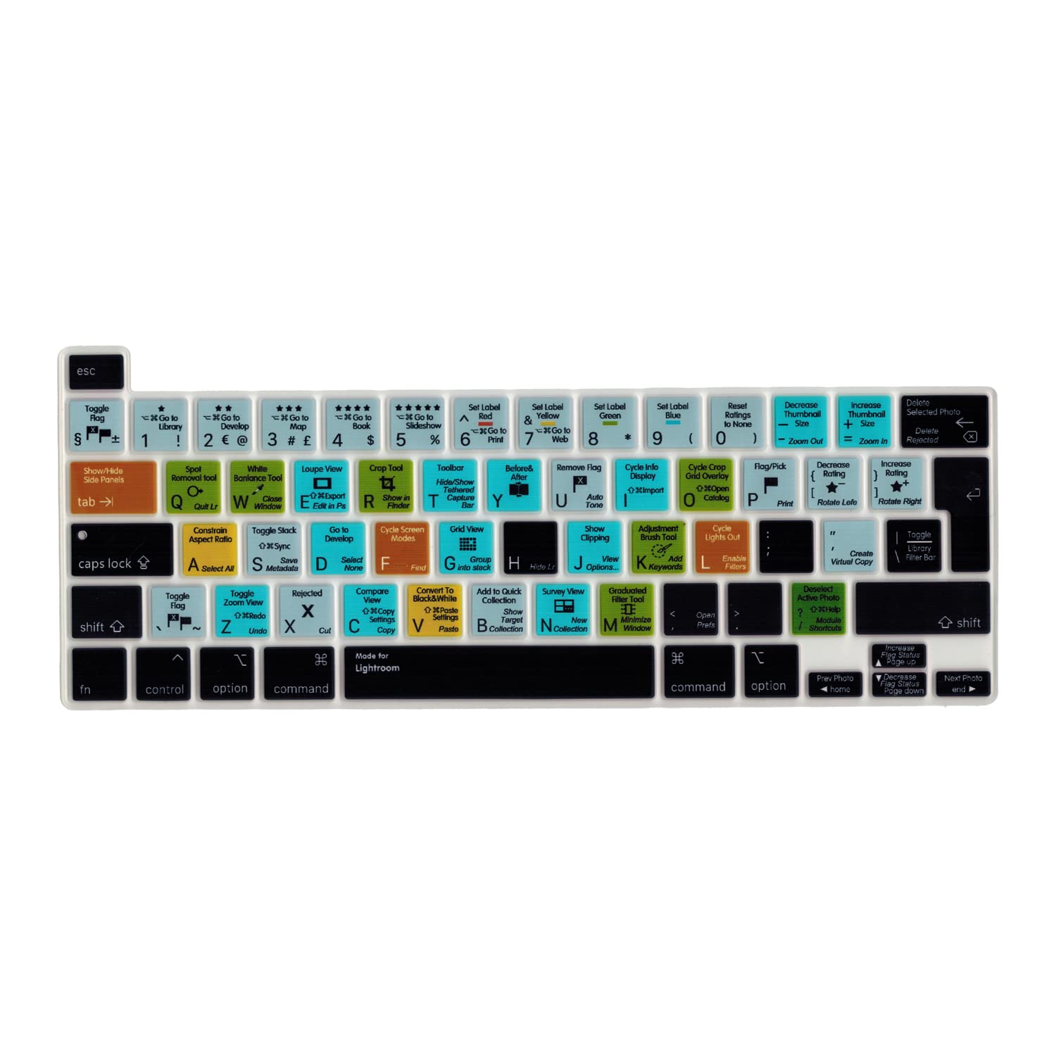 MiNGFi Lightroom Shortcuts Silicone Keyboard Cover for MacBook Pro 16" M1 (2019+) Model A2141 MacBook Pro 13" (2020+) Model A2338 A2289 A2251 EU/ISO Keyboard layout