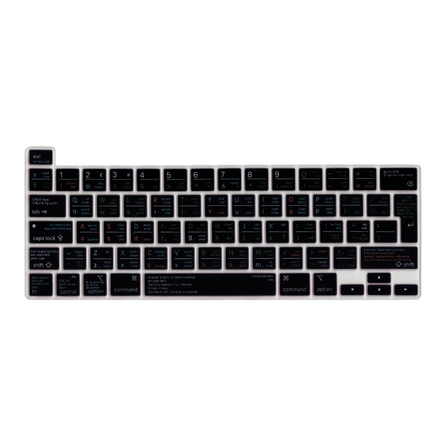 MiNGFi VIM Shortcuts Silicone Keyboard Cover for MacBook Pro 16" M1 (2019+) Model A2141 MacBook Pro 13" (2020+) Model A2338 A2289 A2251 EU/ISO Keyboard layout