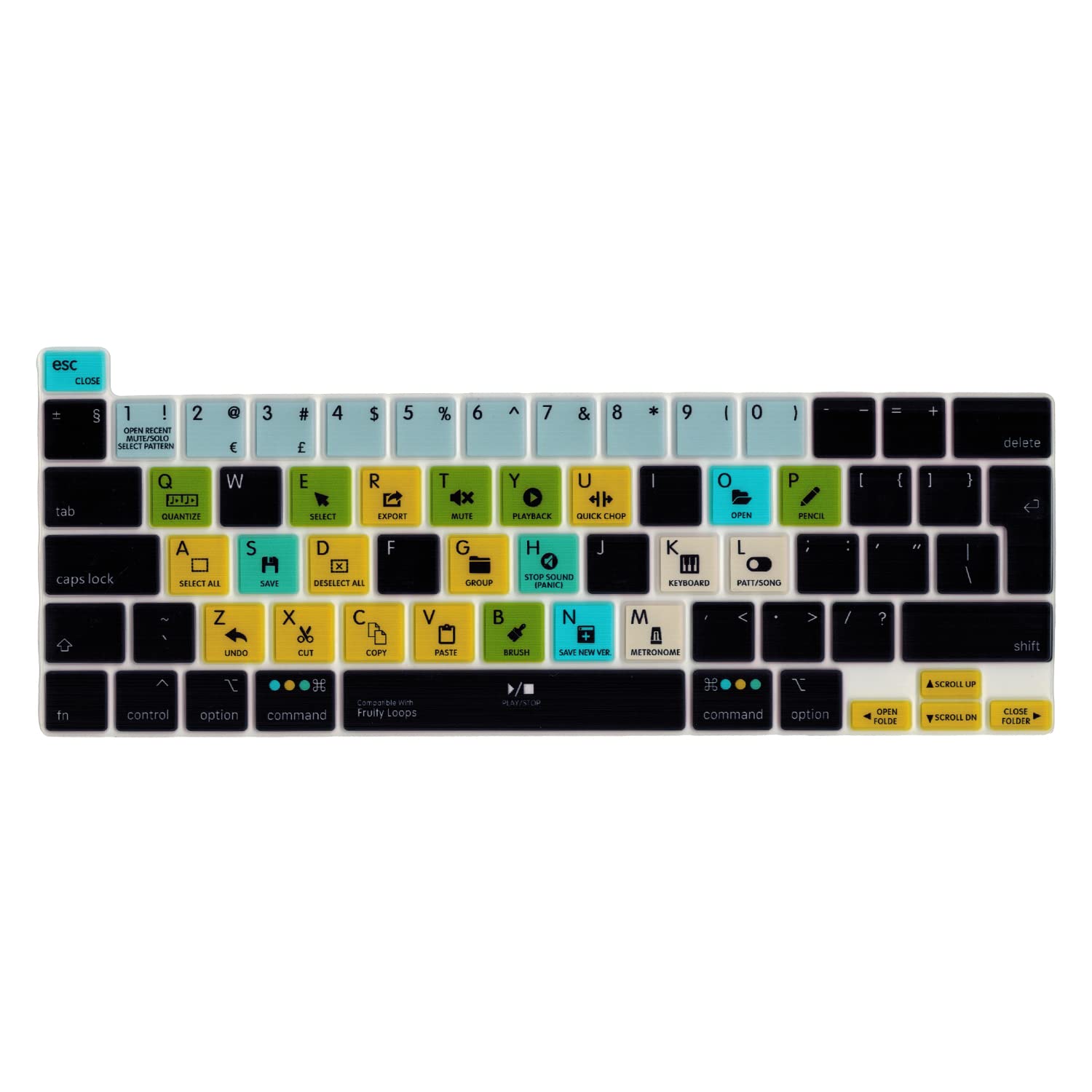 MiNGFi FL STUDIO Shortcuts Silicone Keyboard Cover for MacBook Pro 16" M1 (2019+) Model A2141 MacBook Pro 13" (2020+) Model A2338 A2289 A2251 EU/ISO Keyboard layout
