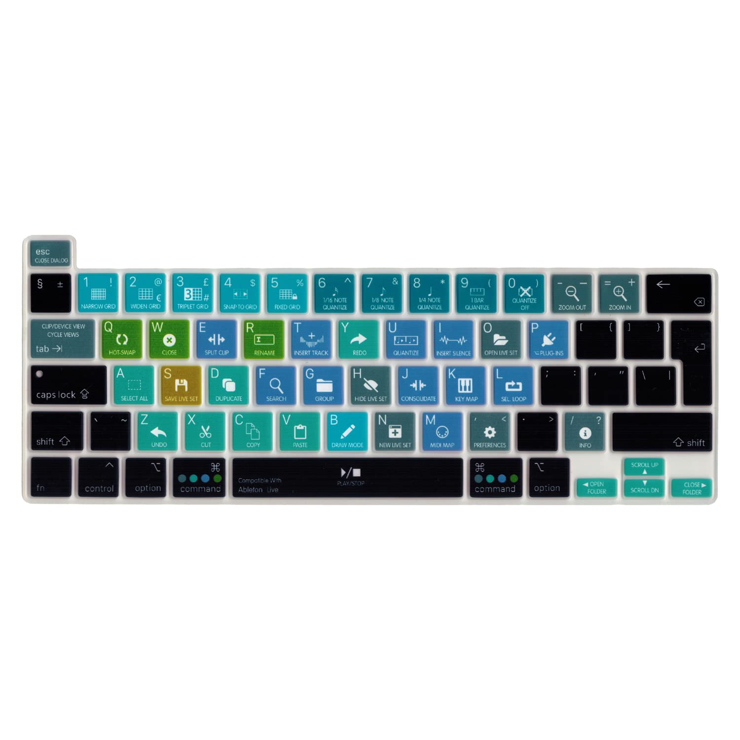 MiNGFi ableton live Shortcuts Silicone Keyboard Cover for MacBook Pro 16" M1 (2019+) Model A2141 MacBook Pro 13" (2020+) Model A2338 A2289 A2251 EU/ISO Keyboard layout