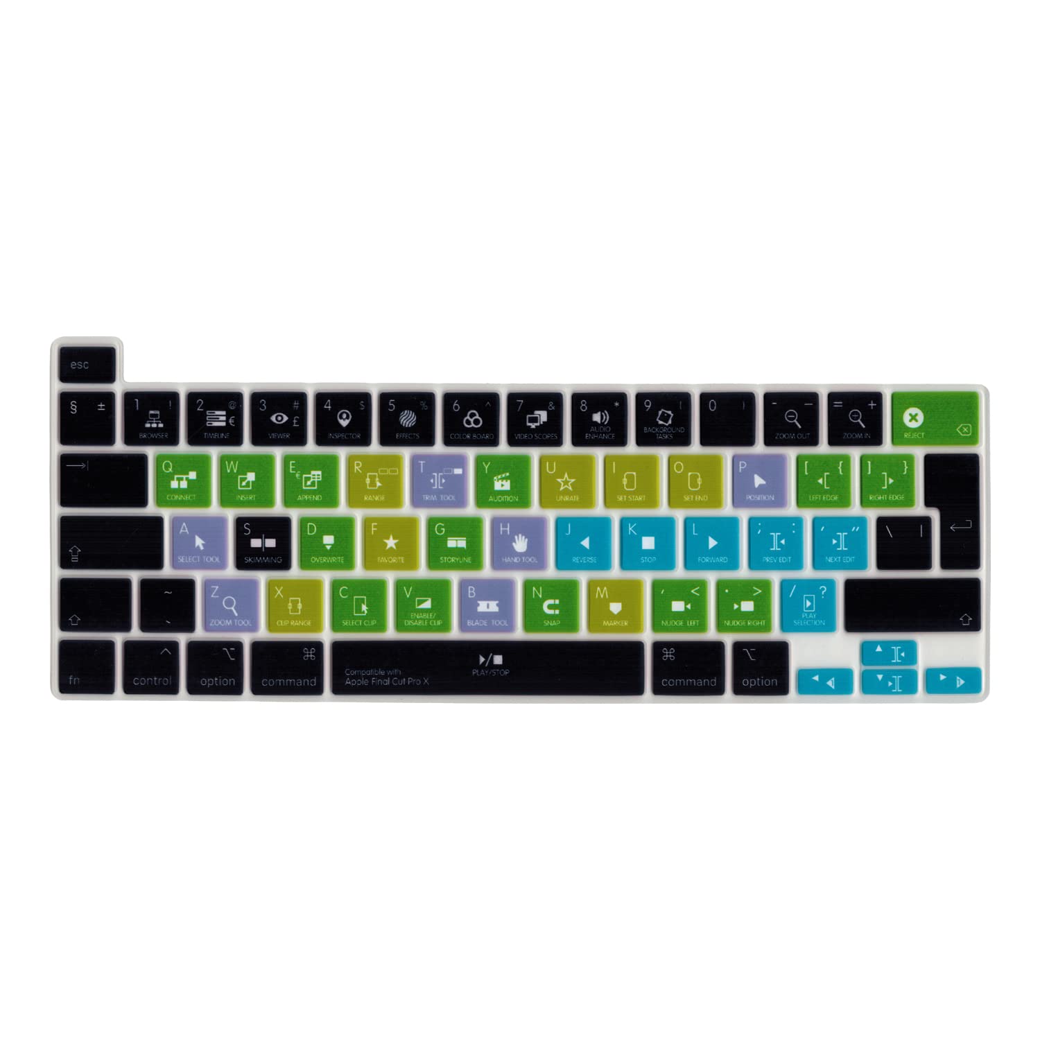 MiNGFi Final Cut Pro X Shortcuts Silicone Keyboard Cover for MacBook Pro 16" M1 (2019+) Model A2141 MacBook Pro 13" (2020+) Model A2338 A2289 A2251 EU/ISO Keyboard layout