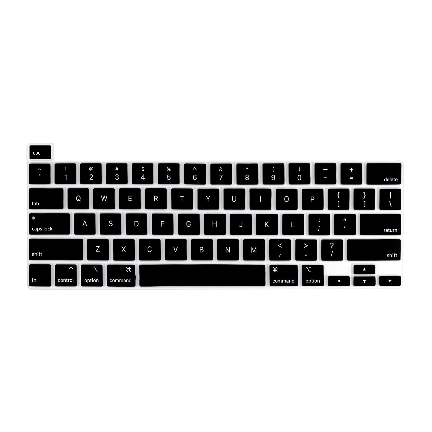 MiNGFi English QWERTY Silicone Keyboard Cover for MacBook Pro 16" M1 (2019+) Model A2141 MacBook Pro 13" (2020+) Model A2338 A2289 A2251 US keyboard layout - Black