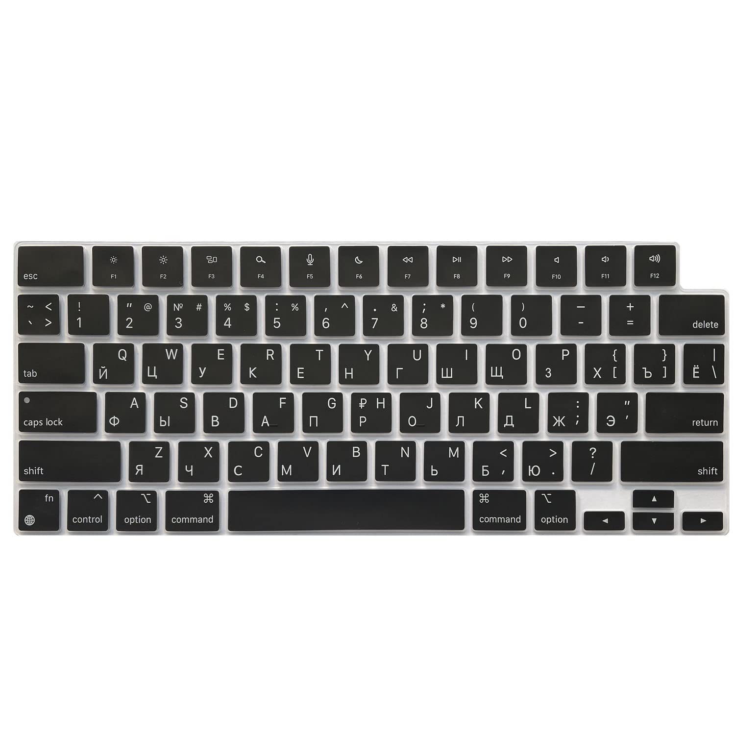 MiNGFi russo silicone copritastiera per MacBook Air M2 13.6" A2681 MacBook Pro 14" 16" M1/M2 Pro/Max A2779(2023) A2442 A2780(2023) A2485 chip Touch ID US/ANSI layout della tastiera - Nero