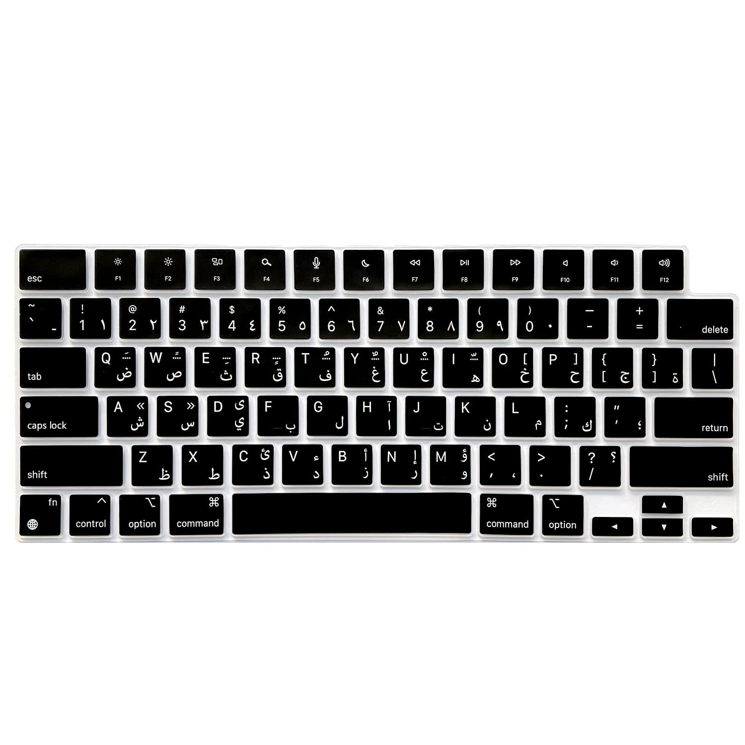 MiNGFi Arabo silicone copritastiera per MacBook Air M2 13.6" A2681 MacBook Pro 14" 16" M1/M2 Pro/Max A2779(2023) A2442 A2780(2023) A2485 chip Touch ID US/ANSI layout della tastiera - Nero
