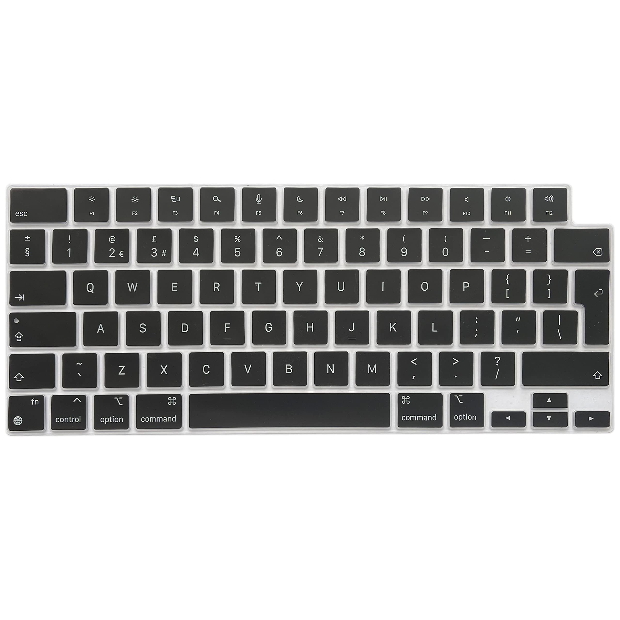 MiNGFi Inglese QWERTY silicone copritastiera per MacBook Air M2 13.6" A2681 MacBook Pro 14" 16" M1/M2 Pro/Max A2779(2023) A2442 A2780(2023) A2485 Touch ID EU/ISO layout della tastiera - Nero