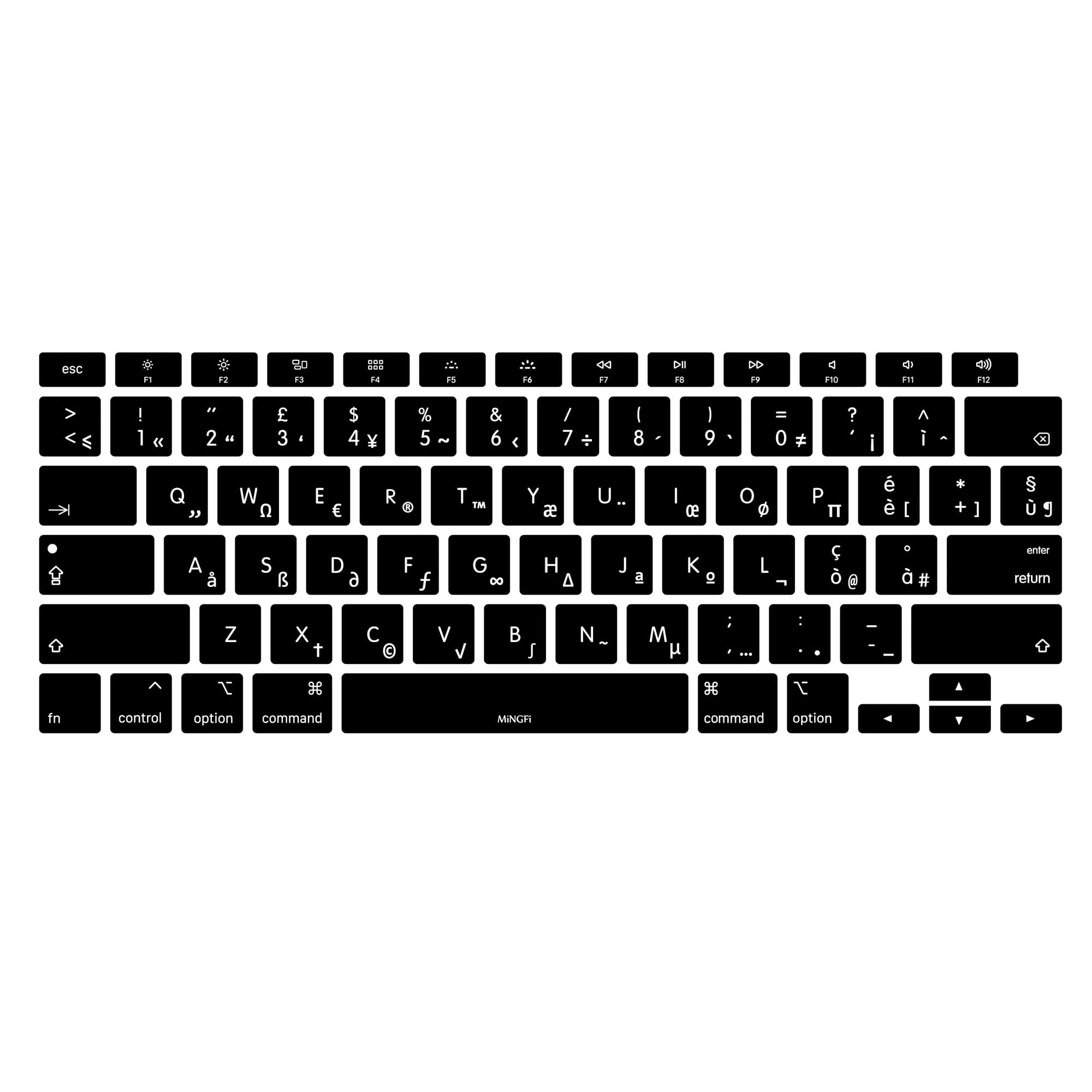 MiNGFi italiano silicone copritastiera per MacBook Air 13" Touch ID Modello M1 A2337 A2179 (2020+) US/ANSI layout della tastiera - Nero