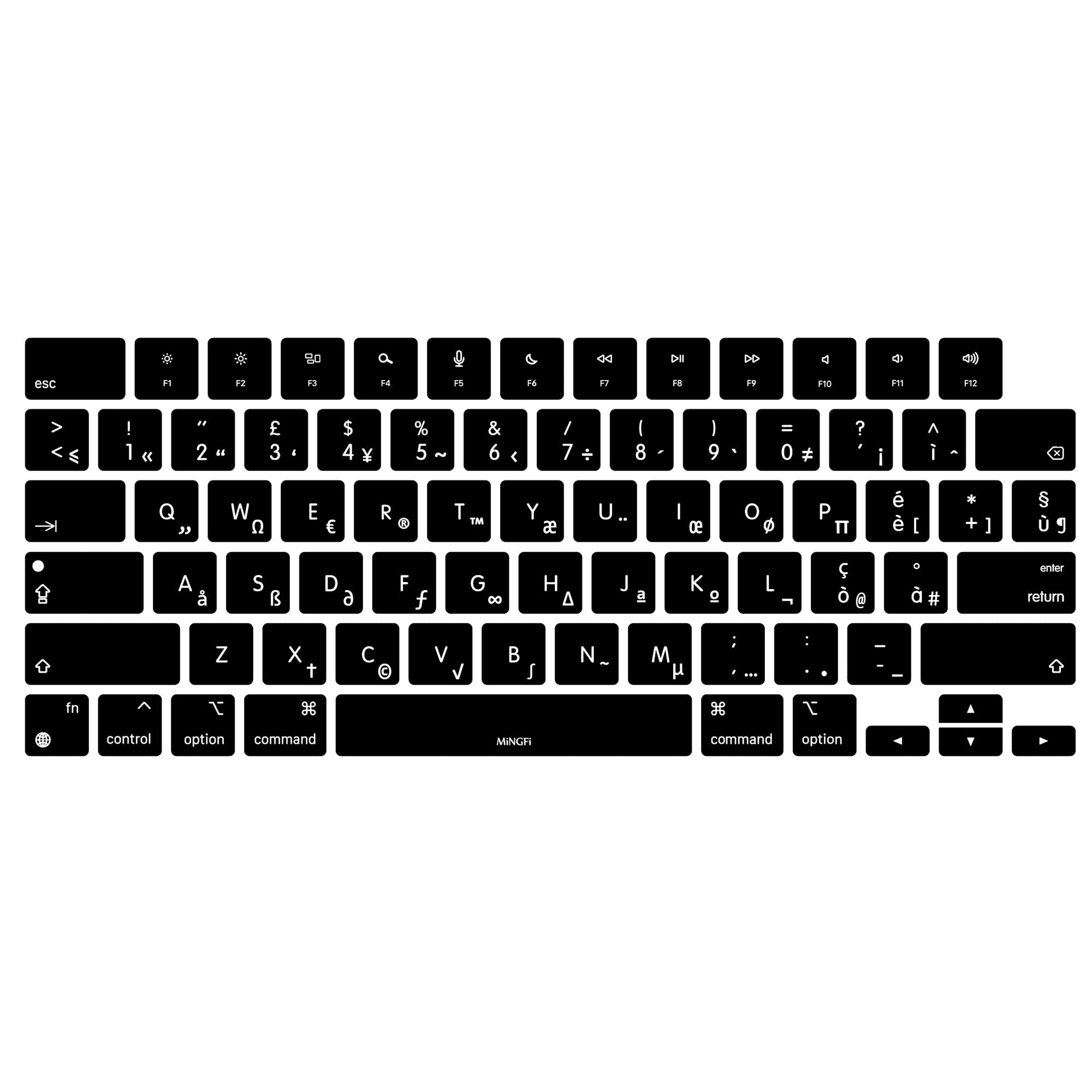 MiNGFi italiano silicone copritastiera per MacBook Air M2 13.6" A2681 MacBook Pro 14" 16" M1/M2 Pro/Max A2779(2023) A2442 A2780(2023) A2485 chip Touch ID US/ANSI layout della tastiera - Nero